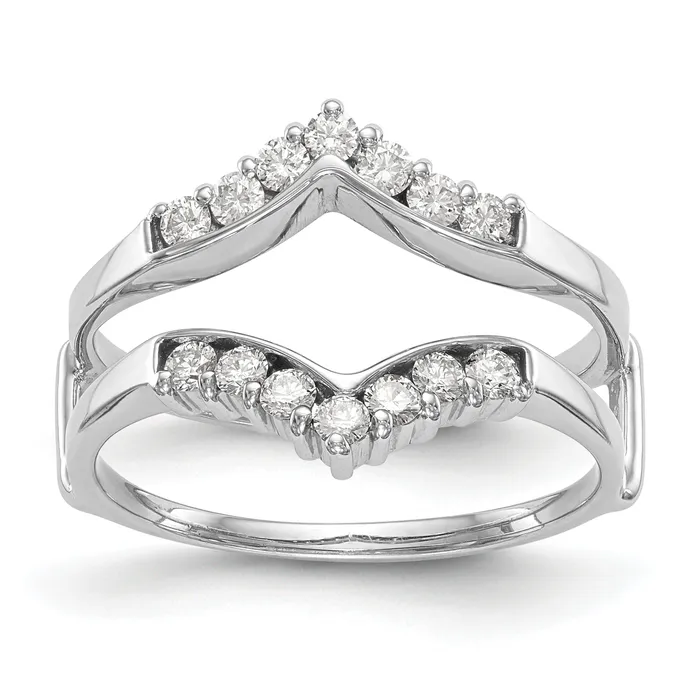 14k White Gold 13 Ct Lab Grown Diamond VSSI G Ring Guard Goldia Rings