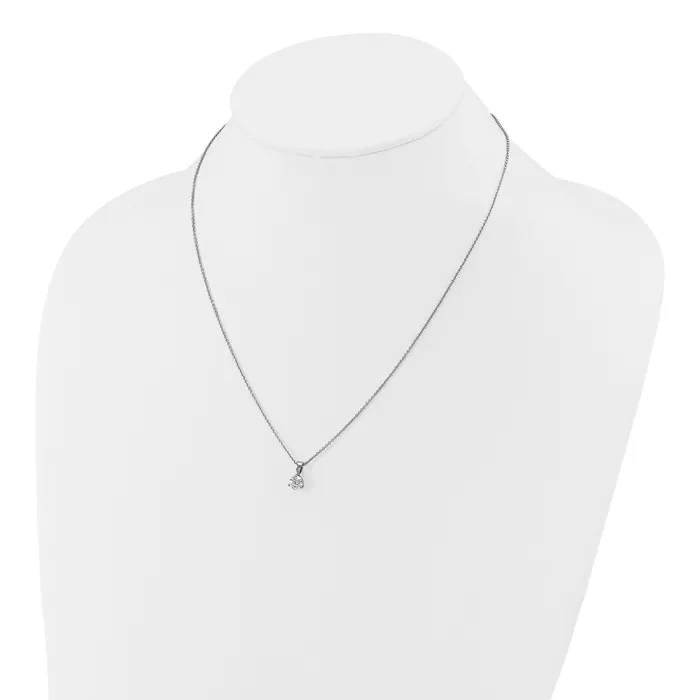 14k White Gold 13 Ct Lab Grown Diamond VSSI G Three Prong 18 inch Solitare Pendant Necklace Goldia Necklaces