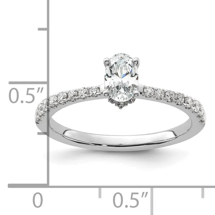 14k White Gold 14 Ct Lab Grown Diamond VSSI G 12 Ct center Oval Engagement Ring Goldia Rings