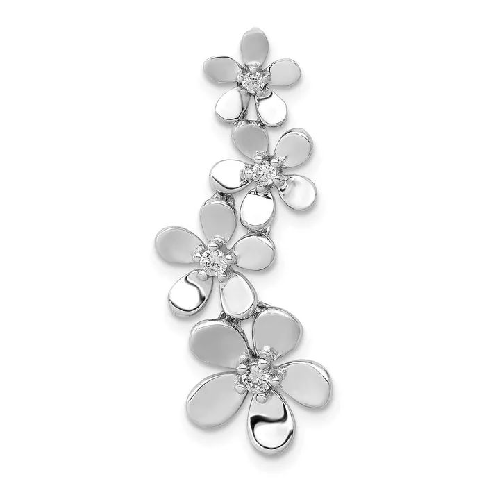14k White Gold 18ct Real Diamond Four Flower Chain Slide Goldia Earrings 14k White Gold 18ct Real Diamond Four Flower Chain Slide Goldia Earrings
