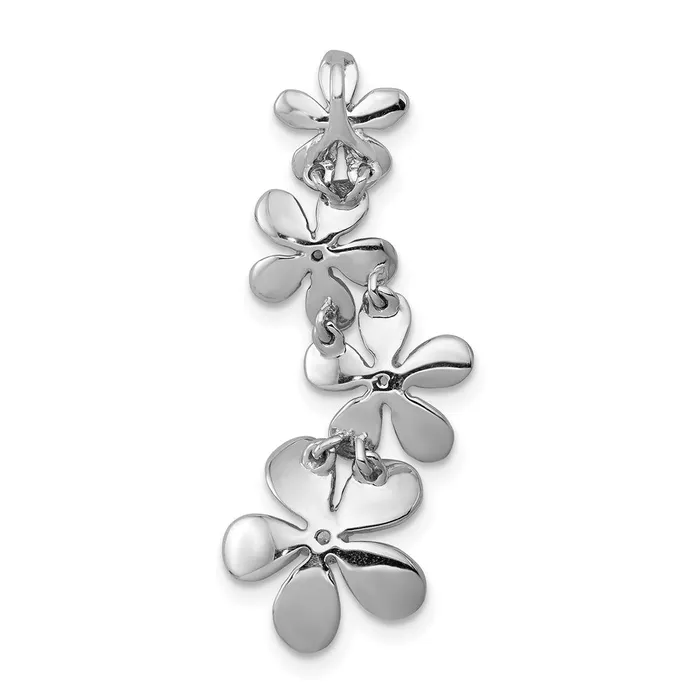 14k White Gold 18ct Real Diamond Four Flower Chain Slide Goldia Earrings