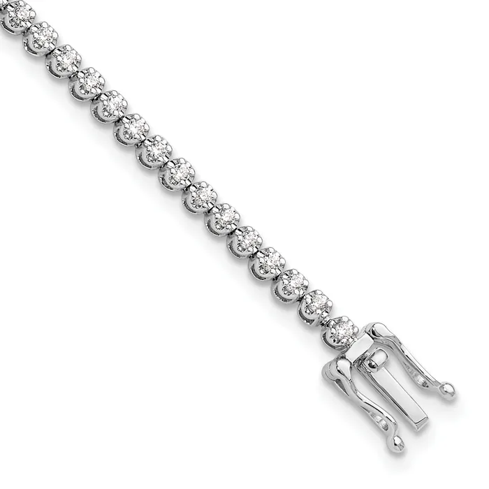 14k White Gold 1 Ct Lab Grown Diamond VSSI G Round Tennis Bracelet Goldia Bracelets 14k White Gold 1 Ct Lab Grown Diamond VSSI G Round Tennis Bracelet Goldia Bracelets