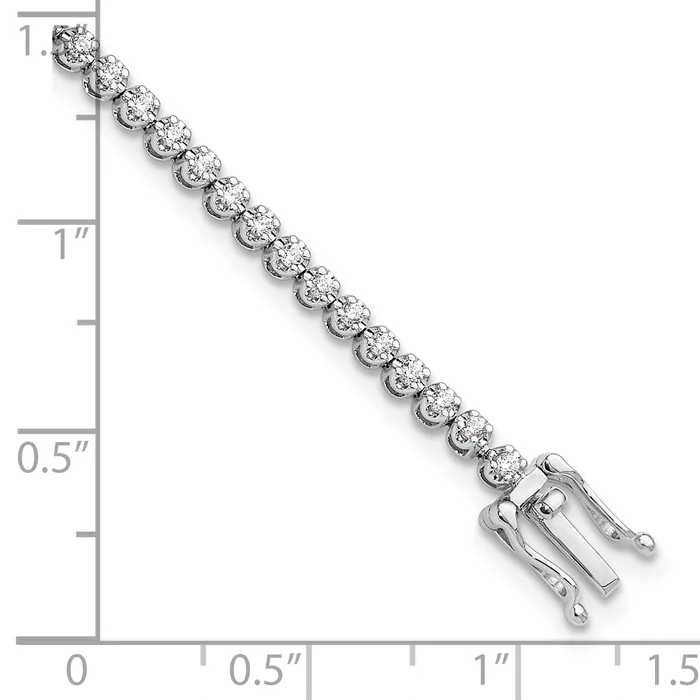 14k White Gold 1 Ct Lab Grown Diamond VSSI G Round Tennis Bracelet Goldia Bracelets