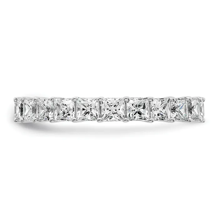 14k White Gold 14KW Princess Lab Grown Diamond VSSI G Eternity Band Ring Goldia Rings