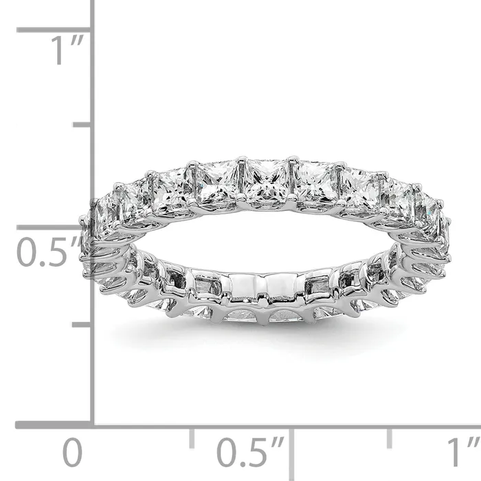 14k White Gold 14KW Princess Lab Grown Diamond VSSI G Eternity Band Ring Goldia Rings