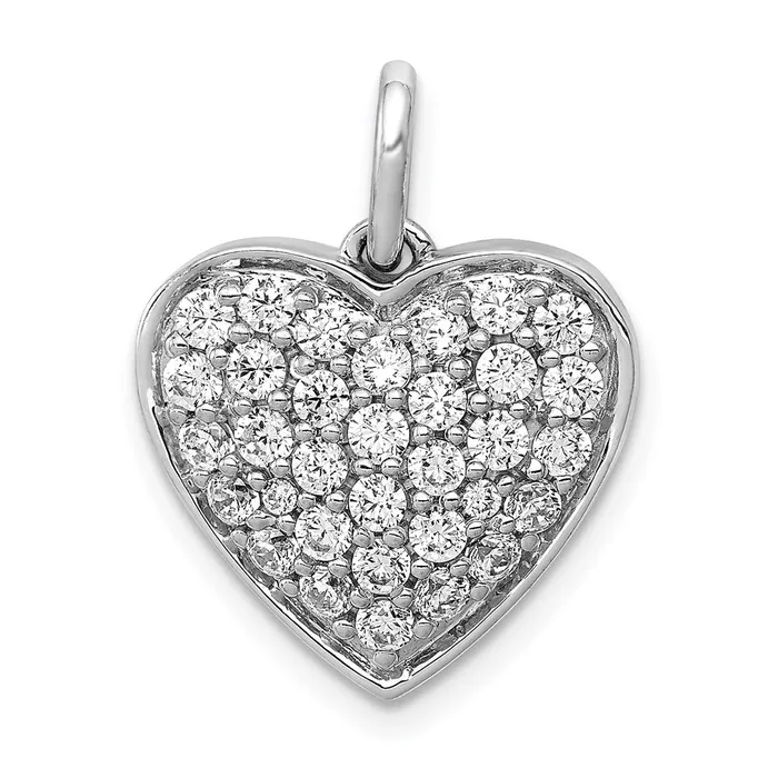 14k White Gold 1ct Real Diamond Heart Pendant Goldia Necklaces