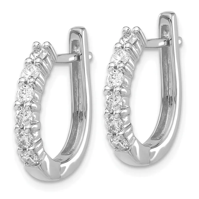 14k White Gold 34 Ct Lab Grown Diamond VSSI G Hinged Hoop Earrings Goldia Earrings