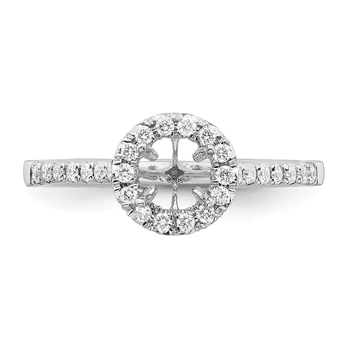 14k White Gold 34 Ct Lab Grown Diamond VSSI G Round Halo Engagement Ring Goldia Rings