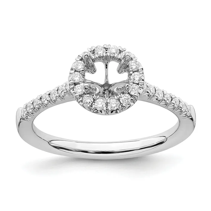 14k White Gold 34 Ct Lab Grown Diamond VSSI G Round Halo Engagement Ring Goldia Rings