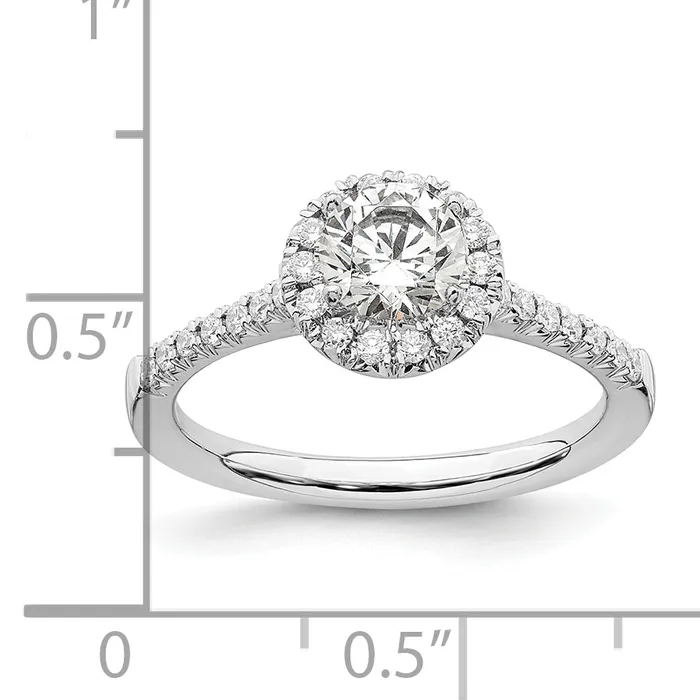 14k White Gold 34 Ct Lab Grown Diamond VSSI G Round Halo Engagement Ring Goldia Rings