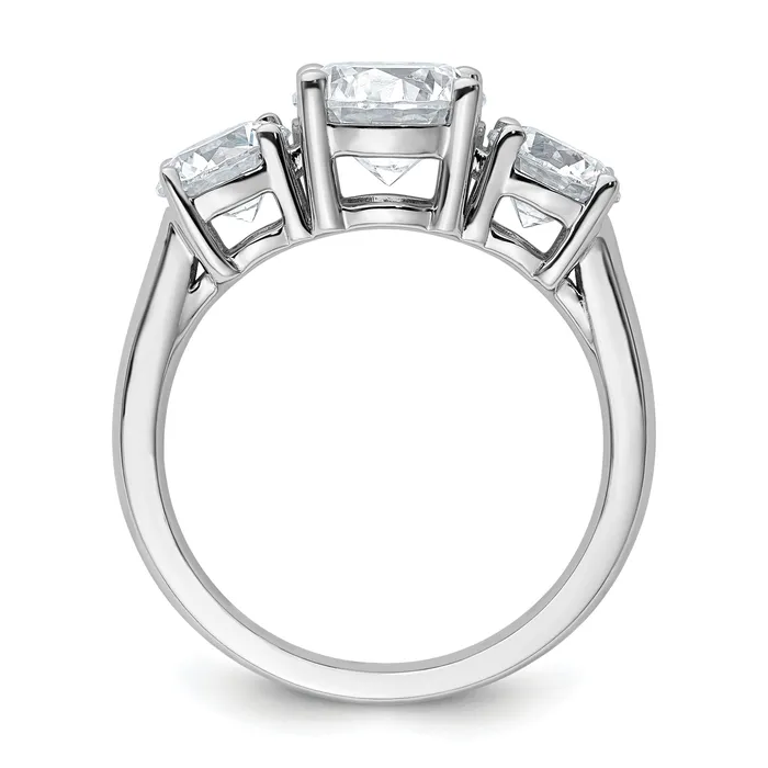 14k White Gold 3 Ct Lab Grown Diamond VSSI G Three Stone Engagement Ring Goldia Rings