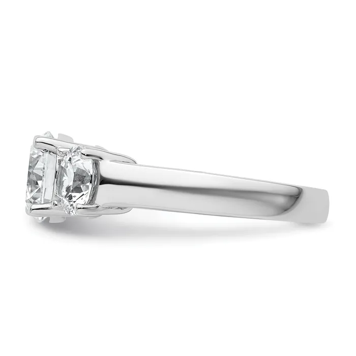 14k White Gold 3 Ct Lab Grown Diamond VSSI G Three Stone Engagement Ring Goldia Rings