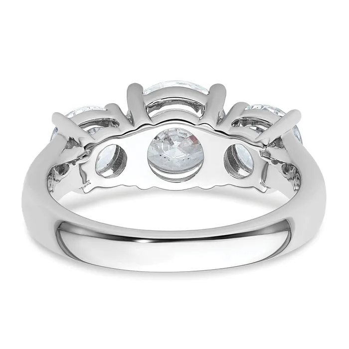 14k White Gold 3 Ct Lab Grown Diamond VSSI G Three Stone Engagement Ring Goldia Rings