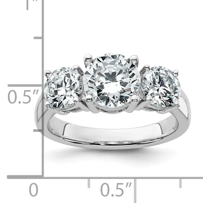 14k White Gold 3 Ct Lab Grown Diamond VSSI G Three Stone Engagement Ring Goldia Rings