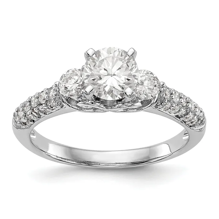 14K White Gold 3 Stone Diamond Peg Set CZ Engagement Ring Goldiacom Rings 14K White Gold 3 Stone Diamond Peg Set CZ Engagement Ring Goldiacom Rings