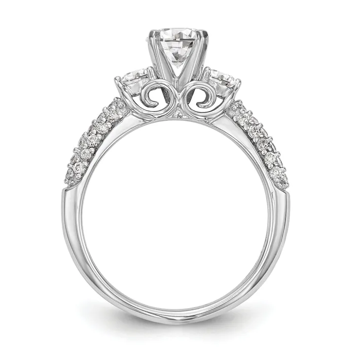 14K White Gold 3 Stone Diamond Peg Set CZ Engagement Ring Goldiacom Rings