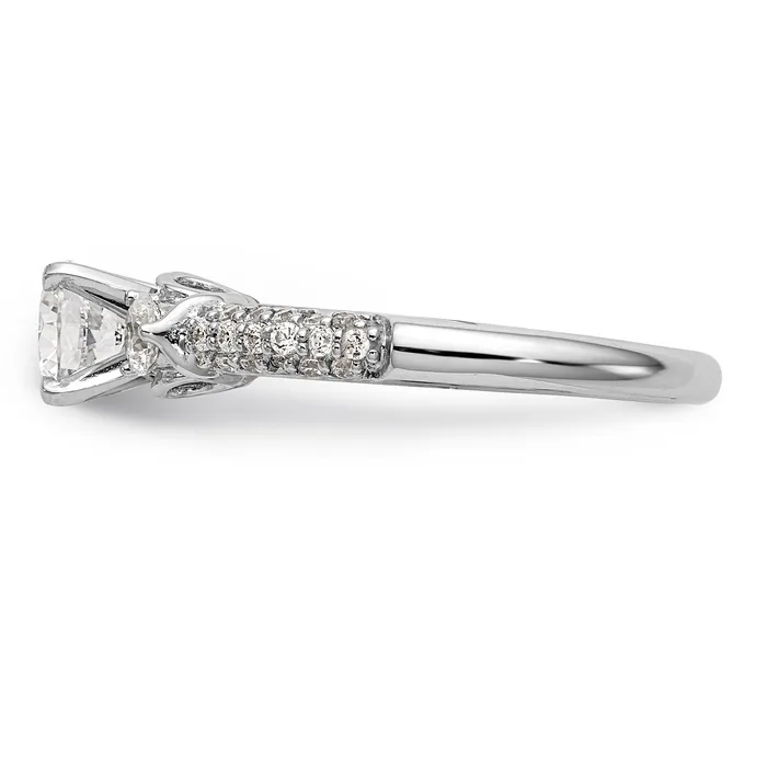 14K White Gold 3 Stone Diamond Peg Set CZ Engagement Ring Goldiacom Rings