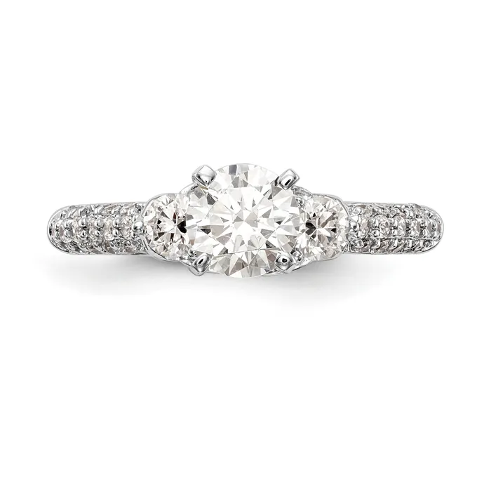 14K White Gold 3 Stone Diamond Peg Set CZ Engagement Ring Goldiacom Rings