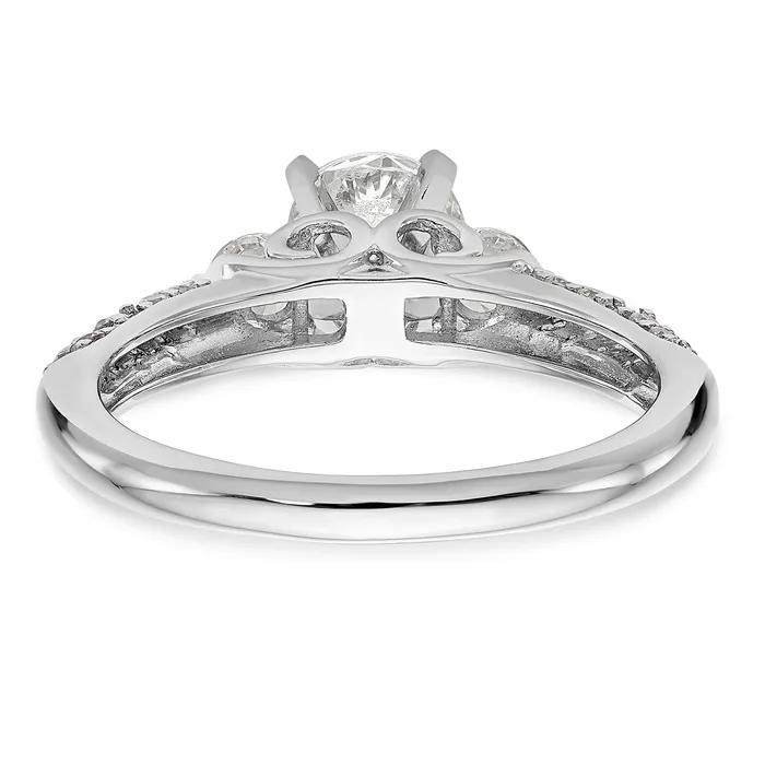 14K White Gold 3 Stone Diamond Peg Set CZ Engagement Ring Goldiacom Rings