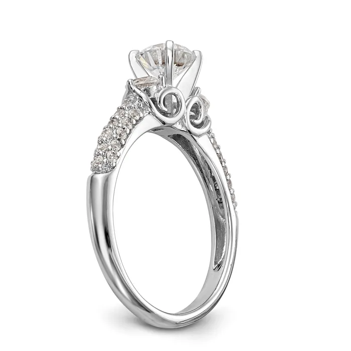 14K White Gold 3 Stone Diamond Peg Set CZ Engagement Ring Goldiacom Rings