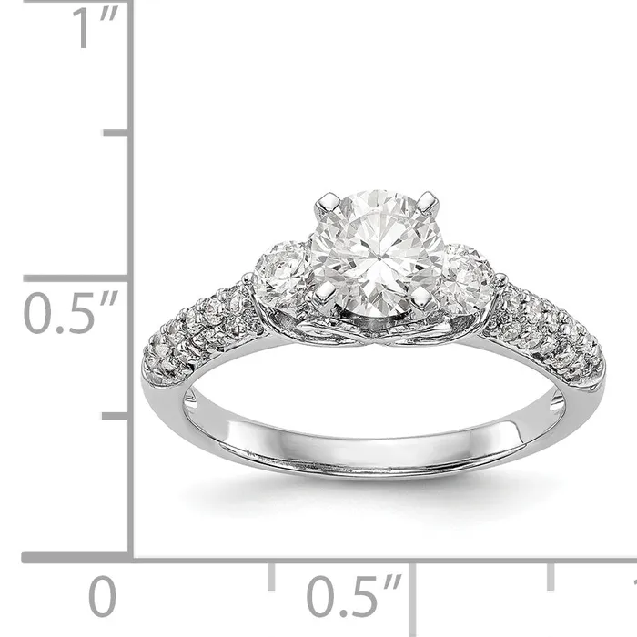 14K White Gold 3 Stone Diamond Peg Set CZ Engagement Ring Goldiacom Rings