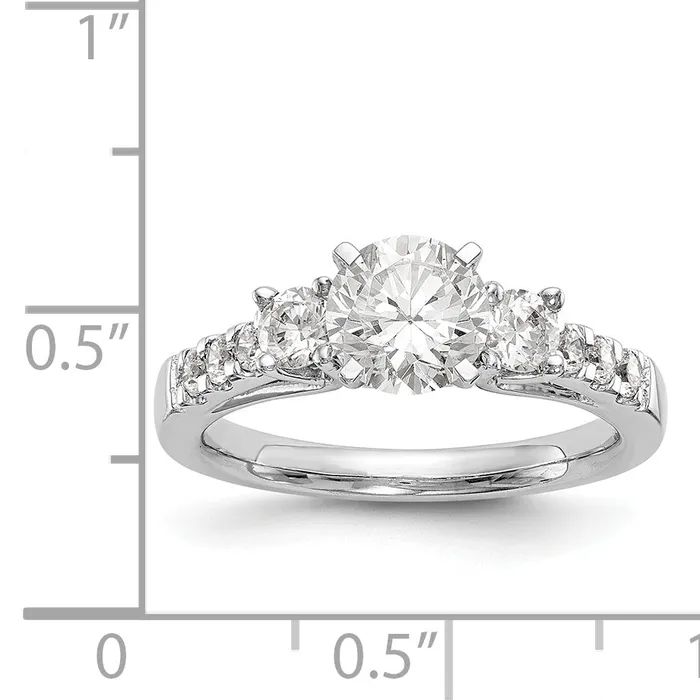 14K White Gold 3 Stone Diamond Peg Set CZ Engagement Ring Goldiacom Rings