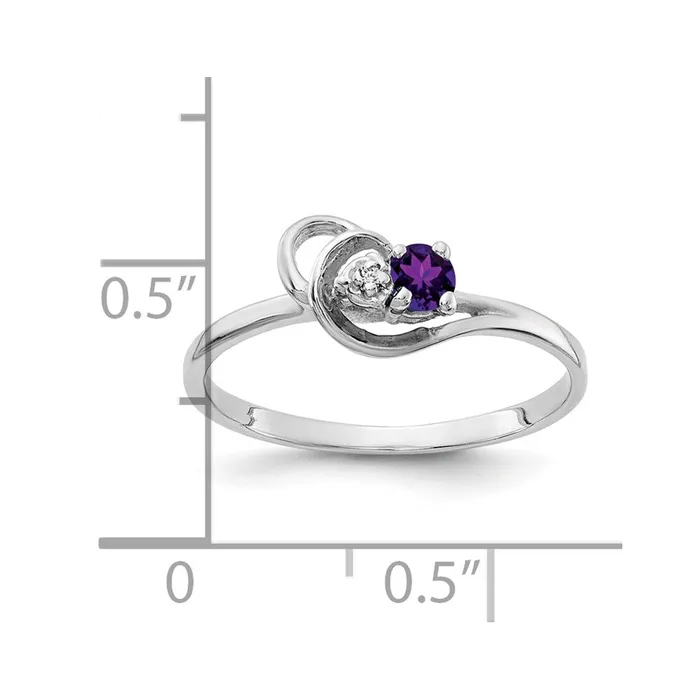 14k White Gold 3mm Amethyst A Real Diamond ring Goldia Rings