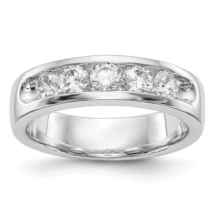 14k White Gold 5Stone 34 carat Round Diamond Complete Channel Band Goldia Rings 14k White Gold 5Stone 34 carat Round Diamond Complete Channel Band Goldia Rings