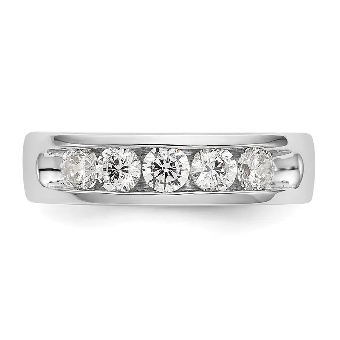 14k White Gold 5Stone 34 carat Round Diamond Complete Channel Band Goldia Rings