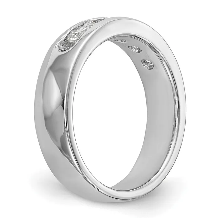 14k White Gold 5Stone 34 carat Round Diamond Complete Channel Band Goldia Rings