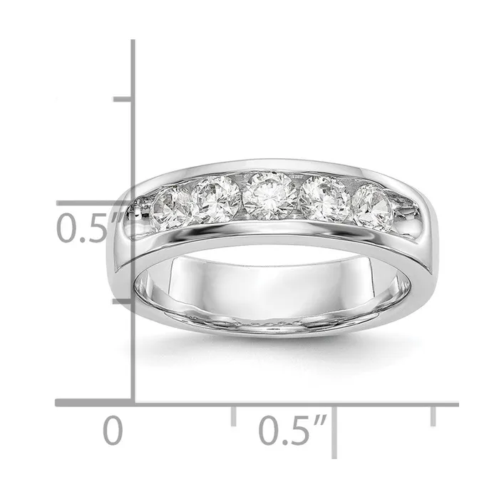 14k White Gold 5Stone 34 carat Round Diamond Complete Channel Band Goldia Rings