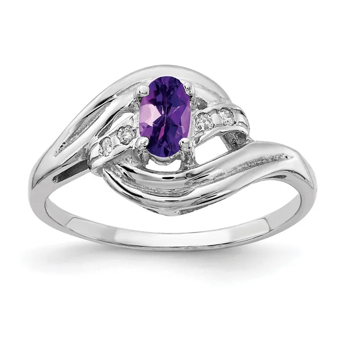 14k White Gold 5x3mm Oval Amethyst A Real Diamond ring Goldiacom Rings