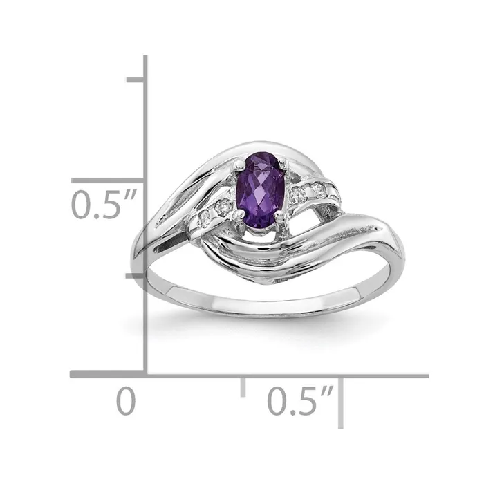 14k White Gold 5x3mm Oval Amethyst A Real Diamond ring Goldiacom Rings