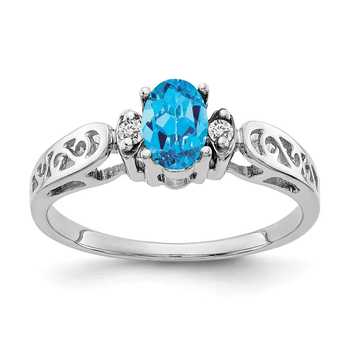 14k White Gold 6x4mm Oval Blue Topaz AAA Real Diamond ring Goldiacom Rings 14k White Gold 6x4mm Oval Blue Topaz AAA Real Diamond ring Goldiacom Rings