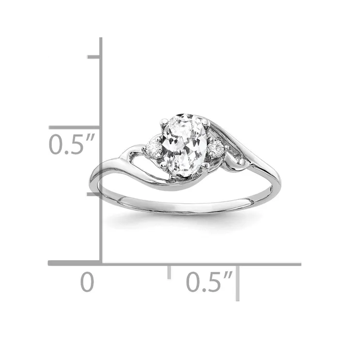 14k White Gold 6x4mm Oval Cubic Zirconia AA Diamond Ring Goldia Rings
