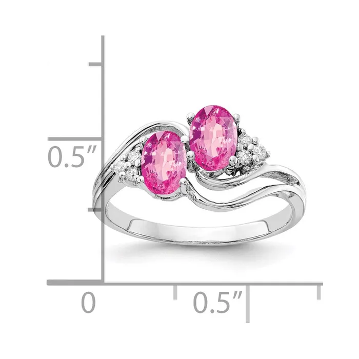 14k White Gold 6x4mm Oval Pink Sapphire A Real Diamond ring Goldia Rings