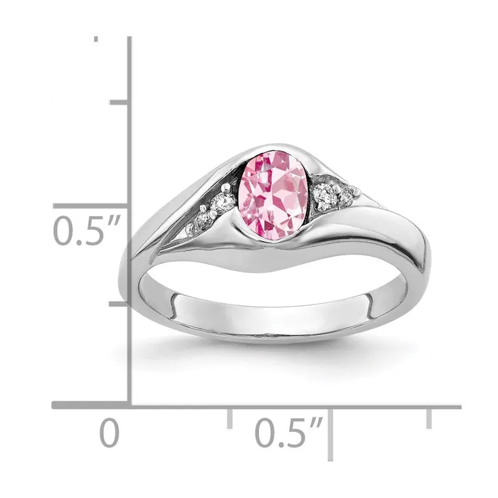 14k White Gold 6x4mm Oval Pink Tourmaline AA Diamond ring Goldia Rings