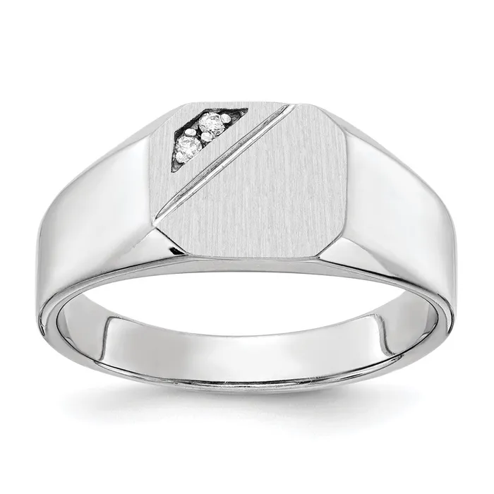 14K White Gold 90x100mm Open Back VS Real Diamond Signet Ring Goldiacom Rings 14K White Gold 90x100mm Open Back VS Real Diamond Signet Ring Goldiacom Rings