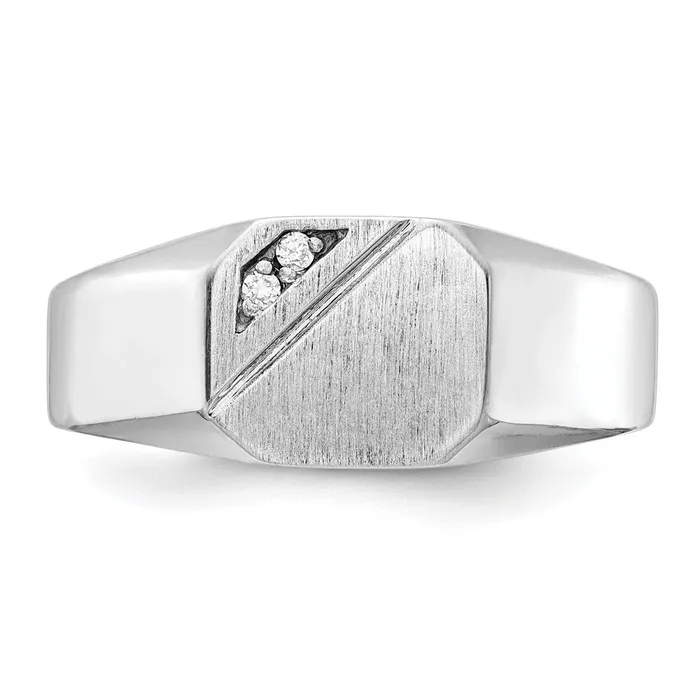 14K White Gold 90x100mm Open Back VS Real Diamond Signet Ring Goldiacom Rings