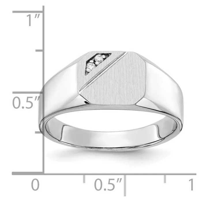 14K White Gold 90x100mm Open Back VS Real Diamond Signet Ring Goldiacom Rings