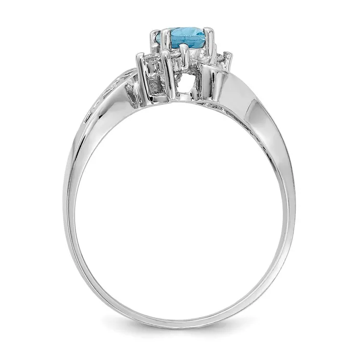 14k White Gold Blue Topaz AA Real Diamond ring Goldiacom Rings