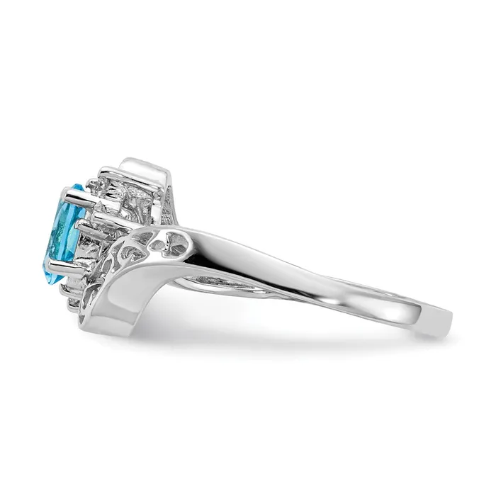 14k White Gold Blue Topaz AA Real Diamond ring Goldiacom Rings