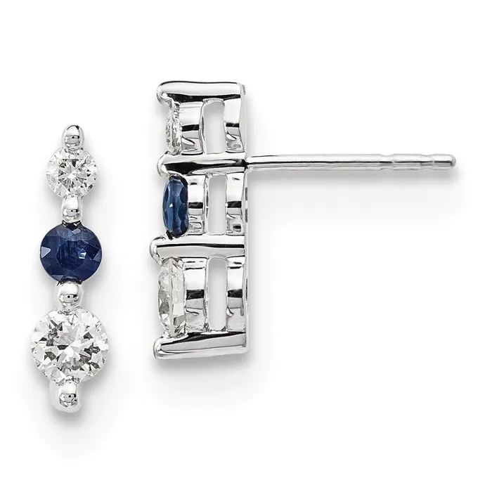 14k White Gold BlueWhite Real Diamond Earrings Goldia Earrings