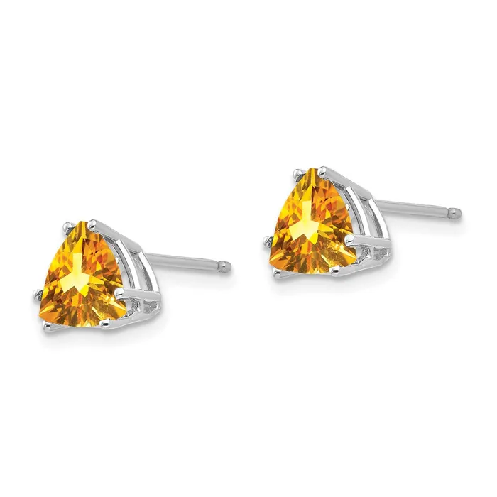 14k White Gold Citrine Trillion Stud Earrings Goldia Earrings