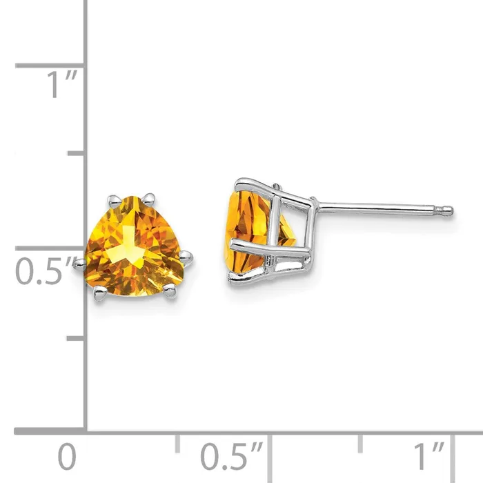 14k White Gold Citrine Trillion Stud Earrings Goldia Earrings