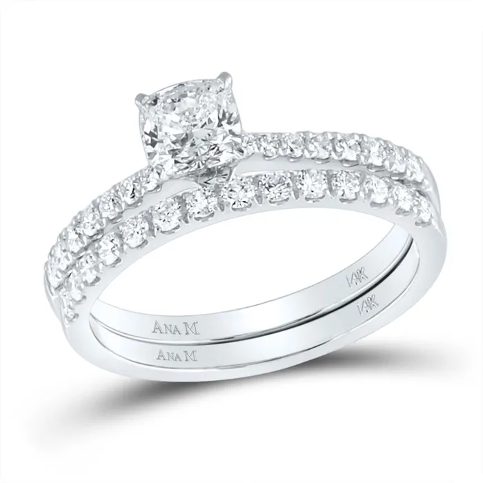 14k White Gold Cushion Diamond Bridal Wedding Ring Set 1 Cttw Certified gndatlanta Rings 14k White Gold Cushion Diamond Bridal Wedding Ring Set 1 Cttw Certified gndatlanta Rings