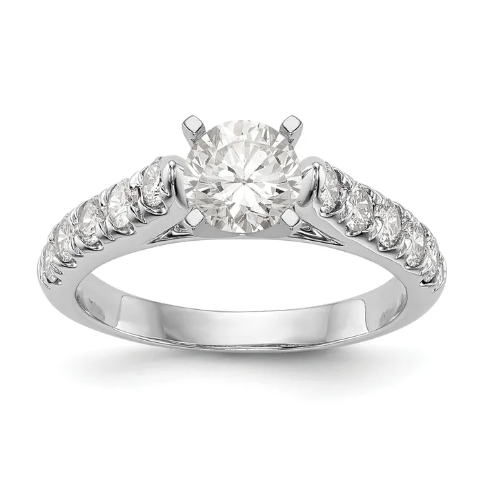 14K White Gold Diamond Peg Set CZ Engagement Ring Goldiacom Rings
