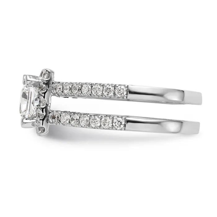 14K White Gold Diamond Princess CZ Cushion Halo Engagement Ring Goldiacom Rings