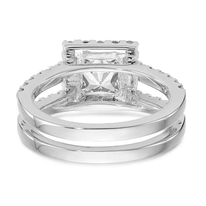 14K White Gold Diamond Princess CZ Cushion Halo Engagement Ring Goldiacom Rings