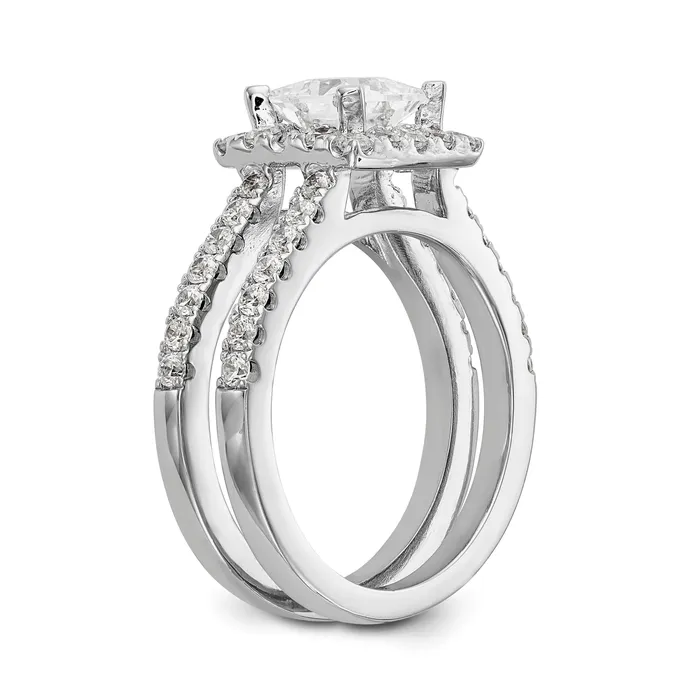 14K White Gold Diamond Princess CZ Cushion Halo Engagement Ring Goldiacom Rings